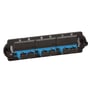 Lauritz Knudsen HD montageplade med 3xSC duplex singlemode porte og blå adaptere, nummereret fra 07 til 12.