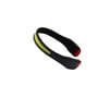 Ironside genopladelig pandelampe set skråt forfra med gul LED-strip langs bøjlen og røde endestykker.