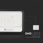 Nærbillede af V-TAC 300W LED projektørens front, der viser mange små lysdioder (SMD LED'er) og teknisk information om driver.