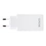 Deltaco USB-C-vægoplader på 67 W set fra siden med de to runde stikben synlige.