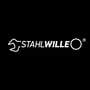 Stahlwille logo med et skruenøgle-symbol og teksten "STAHLWILLE" i hvidt på sort baggrund.
