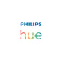 Philips Hue logo med flerfarvede bogstaver på hvid baggrund.