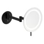 Elegant Damixa Zen makeup spejl med lys og justerbar arm i mat sort finish, monteret på væg.