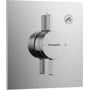 Hansgrohe DuoTurn brusearmatur i krom med firkantet roset og to greb for temperatur og volumenkontrol.
