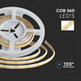 Nærbillede af V-TAC COB LED strip med 560 LED's pr. meter og 120° spredningsvinkel på en rulle.