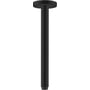 Hansgrohe HG loftbefæstigelse S 1/2 tomme med 300mm længde og rund roset i mat sort finish på hvid baggrund.