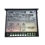 Dixell hygrostat XT111C, 230 V, set fra bagsiden med produktmærkat, klemmenumre og elektrisk tilslutningsdiagram.