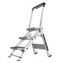 Jumbo Stillads Giant Safety Step trappestige i robust aluminium med 3 skridsikre trin og en praktisk multibakke øverst.
