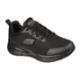 Skechers Work Arch Fit damesko i sort, størrelse 36, med snørebånd og synlig Arch Fit teknologi i sålen.