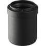 Geberit Silent PP reduktion fra Ø50 mm til Ø40 mm i kort model, fremstillet af sort polypropylen, vist med Geberit logo.