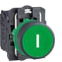 Schneider Electric Harmony Style 5 trykknap med grøn plan, mærket 'I' og 1NO kontakt, diameter 22mm.