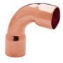 Tættere visning af Conex 1 5/8" ACR bøjning, 90 grader, der viser muffe/muffe tilslutninger og blank kobberfinish.