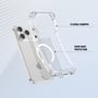 4smarts Hybrid Case Ibiza ses gennemsigtigt ved siden af en iPhone med fokus på coverets fleksible kanter og bagside.