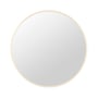 Loevschall Atlas rundt spejl Ø100 cm, vist frontalt med tændt backlight, og et lille ikonsymbol i nederste højre hjørne.