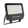 Ledvance Floodlight Compact-projektør set skråt forfra med sort hus, lysfelt med LED'er og justerbart monteringsbeslag.