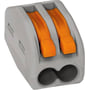 WAGO Serie 222 – Skrueløs samlemuffe med 2 stk. huller for 0,08 til 2,5 mm² ledning, grå - 50 stk