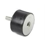 Cylindrisk vibrationsdæmper type B, sort gummi med M8 gevind på elforzinket stålskive.