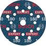 Bosch sliberondel FOIL EXPERT O 780, Ø125 mm, korn 180, med flere støvudsugningshuller og Bosch/Expert logoer.
