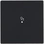 Nærbillede af ABB Free-Home tangent i antracit, viser det detaljerede lysdæmper-symbol med et lille firkantet punkt i midten.