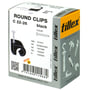 Tillex runde clips i sort, pakke med 50 stk til kabeldiameter 22-26 mm og 45 mm søm.