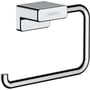 Hansgrohe AddStoris toiletpapirholder i krom, lavet af metal med blank overflade, vist på hvid baggrund.