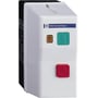 Schneider Electric TeSys LE motorstarter med IP65-kapsling, 380V og 1,5kW effekt, viser start- og stopknapper samt mærkat.
