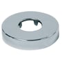 Lav roset i forkromet messing til 32mm rør, viser en cirkulær form med en centreret åbning og afrundede kanter.