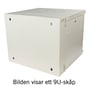Bagside af Toten 19" vægkabinet med 9U, 600x600, hvid, med synlige monteringshuller og en solid metalbagside.