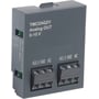 Schneider Electric TMC2-indstikskort set skråt fra siden med mærkning for 0-10 V og to skrueklemmer.