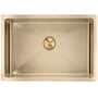 Lavabo Low håndvask i messing finish, firkantet design med bundventil og PVD-overflade, mål 490 x 340 x 110 mm.