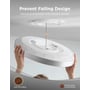 Undersiden af Govee Smart Ceiling Light Ultra holdes op mod loftbeslaget med sikkerhedswire og ledning synlige.
