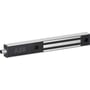 ABB Magne 3X elektromagnetisk lås med M12-5 stik, set fra en let vinkel, fremhæver enhedens metalprofil og integrerede stik.