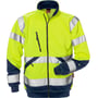 Frontbillede af Kansas hi vis sweatjakke 126534, gul/mørkeblå, 3XL, med åben lynlås der viser brystlomme og to lynlåslommer foran.