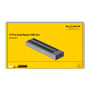 Emballagen til DeLock 13-ports SuperSpeed USB Hub med switch, vist på en gul baggrund med produktbilleder og specifikationer.