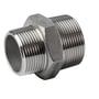Rustfri stålbrystnippel i AISI 316 med gevindstørrelserne 3/4'' og 1/8'' (BSPT) og PN16 mærkning.
