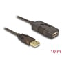 DeLock aktivt USB 2.0-forlængerkabel på 10 meter med hunstikket øverst og USB-A-hanstikket nederst.