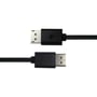 Deltaco DisplayPort-kabel, 1 meter, sort, vist med begge stik og et tydeligt udsnit af stikenderne.