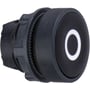 Schneider Electric Harmony Style 5 trykknap i sort med hvid cirkelmarkering, 22mm diameter, vist fra højre side.