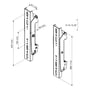 Vogels PFS 3302 Interface Strips tekniske tegninger med dimensioner i mm og tommer, viser bredde, højde og dybde.