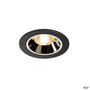 SLV NUMINOS S indbygningsspot i sort med krom reflekterende indre og hvidt lys.