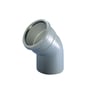 Set fra en anden vinkel: Nicoll HT-PP (Amax Pro) afløbsbøjning i grå plast til Ø75 mm rør med 45° bøjning.