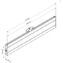 Teknisk tegning af Vogels PFB 3407 Interface Bar, 715 mm lang, sort med angivne dimensioner i millimeter og tommer.