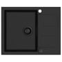 Lavabo Saturn 620 komposit køkkenvask i sort med bakke og hanehul, klar til nedfældning i bordpladen.