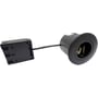 Nordtronic Quick Install G2 GU10 indbygningsspot i mat sort aluminium, vist med tilslutningsboks og kabel på hvid baggrund.
