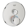 Grohe Grohtherm SmartControl termostatarmatur i Supersteel med én ventil og trykknapper til temperatur og vandflow. Moderne og funktionelt design.