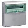 Schneider Electric Kaedra kapsling, grå, 1x13 moduler, uden åbninger, med grøn transparent låge.