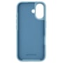 Indersiden af det lyseblå silikonecover til iPhone 16 Pro viser blød foring og åbning til kameraet.