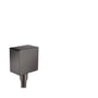 Hansgrohe FixFit Square slangeudtag i børstet sort krom med firkantet design og 1/2" udvendigt gevind, vist med tilslutning.