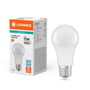 Ledvance LED pære, klassisk form, mat finish, 10W, 1055lm, 6500K, E27 sokkel, vist med emballage.