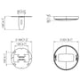 Teknisk tegning af Vogels Connect-IT PFA 9132 gulv/loft support med dimensioner angivet i millimeter og tommer.